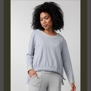 OLIVIA BY HABITAT Boxy Striped Drawstring Top Large